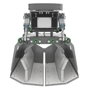 Closed stacking head, bag centering system active