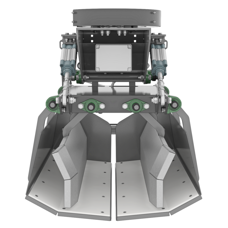 Closed stacking head, bag centering system active